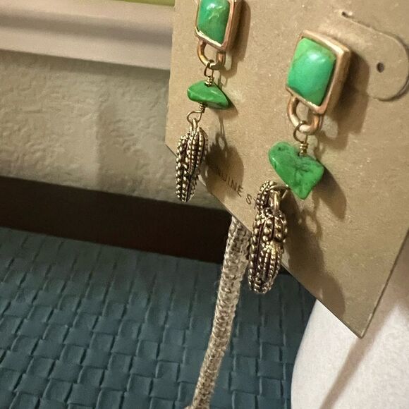 Studio Barse Green and Silver Cactus Earrings - Picture 6 of 7